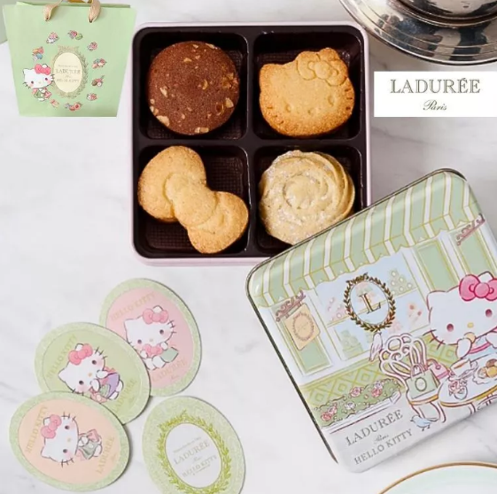【預購】Ladurée × Hello Kitty|曲奇|曲奇餅乾|Hello Kitty 刺繡迷你托特包|曲奇禮盒|禮盒推薦|日本伴手禮|東京伴手禮