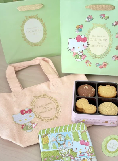 【預購】Ladurée × Hello Kitty｜曲奇｜曲奇餅乾｜Hello Kitty 刺繡迷你托特包｜曲奇禮盒｜禮盒推薦｜日本伴手禮｜東京伴手禮